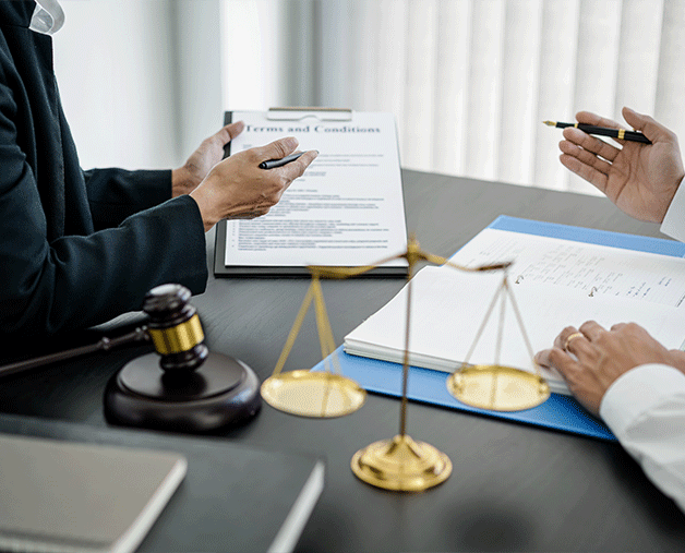 Female lawyer reviewing contract